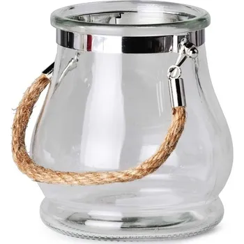 Lucerna Skleněná lampa se závěsem z lana, čirá – 120×125 mm