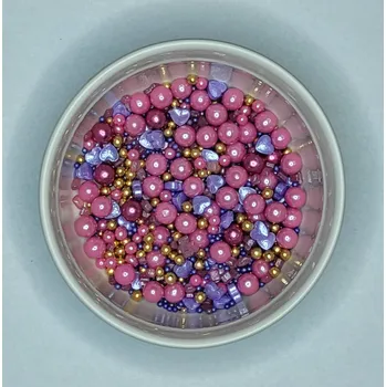 Jedlá dekorace na dort Lucie´s Sprinkles Bomba srdíčkový metalický mix 90g: 90g