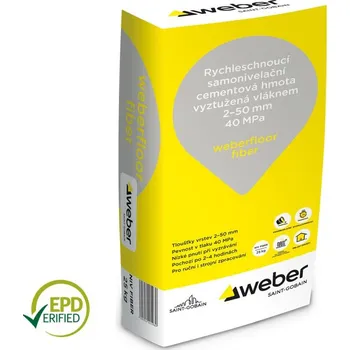 Stavební pojivo WEBER weberfloor fiber - rychlá samonivelační hmota 2-50 mm s vláknem, 40 MPa (25kg/bal)