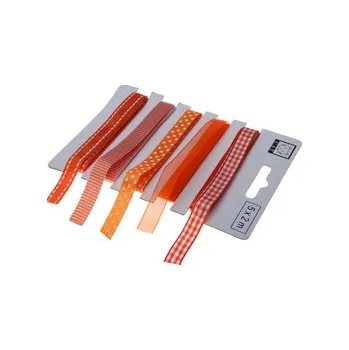 Stuha Oranžový set textilních stuh 1,1cm x 2m 5ks