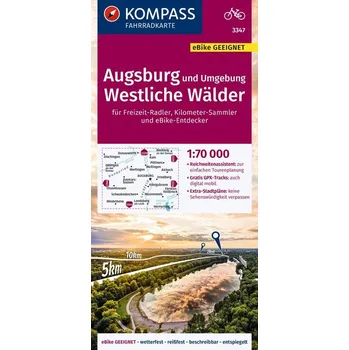KOMPASS Fahrradkarte 3347 Augsburg und Umgebung, Westliche Wälder 1:70.000