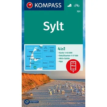 KOMPASS Wanderkarte 701 Sylt mit Ortsplänen 1:40.000