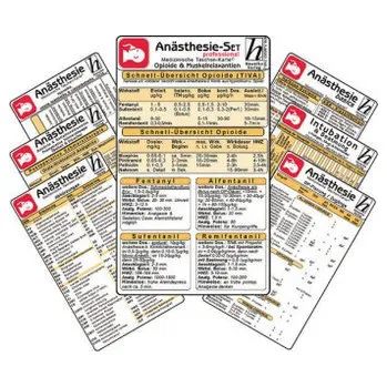 Anästhesie Karten-Set - professional, 7 Medizinische Taschen-Karten