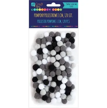 Set školních potřeb Pompony poliestrowe biało-cz. 1cm różowy 120szt