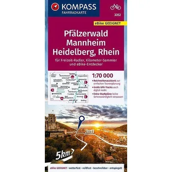 KOMPASS Fahrradkarte Pfälzerwald, Mannheim, Heidelberg, Rhein 1:70.000, FK 3352 - Gmbh, Kompass-Karten