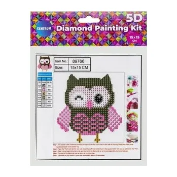 Set školních potřeb Diamentowa mozaika 5D - Sowa 15x15 89766