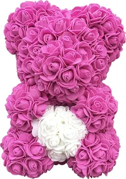 Gadget Dárkový medvídek z růží se srdcem 23 cm růžový/bílý