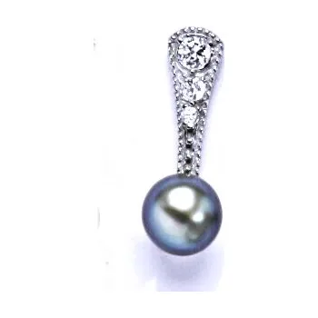 Přívěsek Stříbrný přívěsek přírodní perla černá - P1241 (Stříbrný přívěsek s přírodní perlou 6 mm)