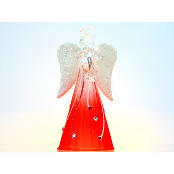 Vánoční dekorace Anděl 10cm ze skla červený