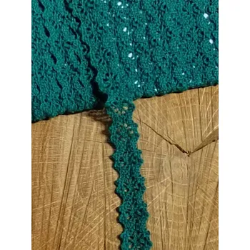 Krajka Bavlněná krajka šíře 12 mm paličkovaná zelená