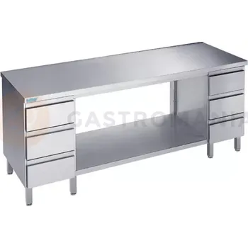 Příslušenství k židli Podstavec pracovního stolu 1800x700x850 mm, police, 2 bloky se 3 šuplíky, bez pracovní desky | RILLING, ATZ 0718U S3B0