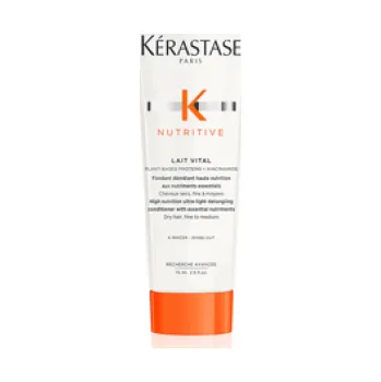 Kérastase Nutritive Lait Vital Irisome Hydratační kondicionér 75 ml Intenzivně vyživující a ultra lehký kondicionér se základními živinami pro snadnější rozčesávání vlasů