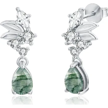 Náušnice Olivie Stříbrné náušnice MECHOVÝ ACHÁT 8408 Ag 925; ≤2,7 g.