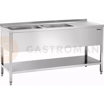 Nerezový dřez Stůl se dřezem, 1800x700x850 mm, dvoukomorový dřez po levé straně | BARTSCHER, 306310