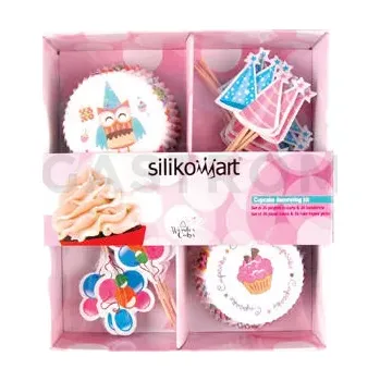 Pečicí papír Komplet 24 košíčků na pečení muffinů a topperů s motivem oslavy | SILIKOMART, Party