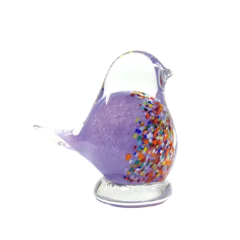 Vánoční ozdoba Ptáček ze skla, originální výrobek, fialový pastel fialová