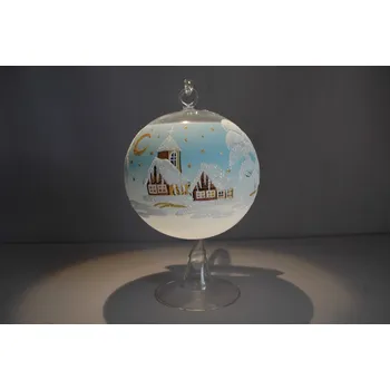 Svíčka Vánoční koule na svíčku 12cm světle modrá + stojan