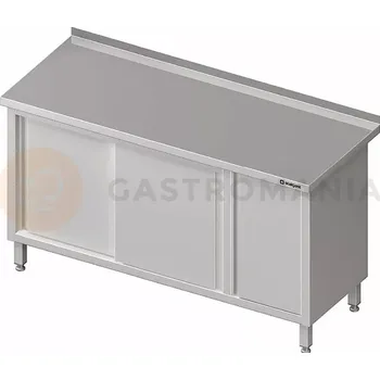 Kuchyňská linka Stůl nerezový přístěnný se skříní s křídlovými dvířky na pravé straně a se skříňkou s posuvnými dveřmi na levé straně 1800x700x850 mm | STALGAST, 980577180