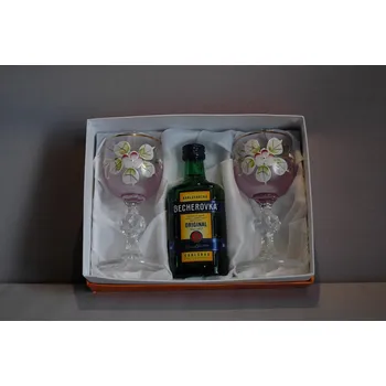 Dárkový set Becherovka 0,05l dvě malované skleničky