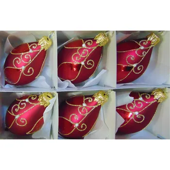 Vánoční ozdoba Vánoční oliva 8 cm -3985 set 6ks bordó