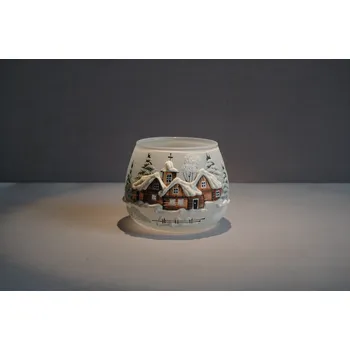 Svícen Vánoční svícen na svíčku, v bílém dekoru