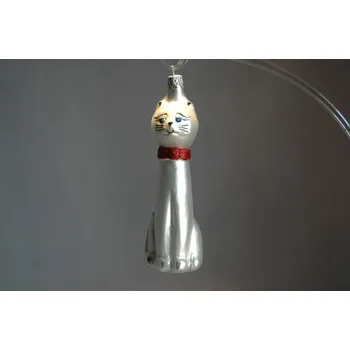 Vánoční ozdoba Vánoční ozdoba, kočka stříbrný mat 126