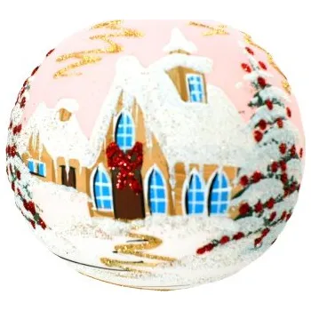 Vánoční ozdoba Vánoční koule 10cm, dekor retro Vánoce, růžová