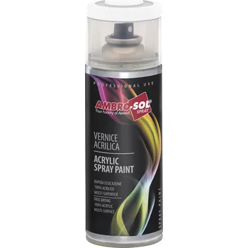 Barva ve spreji Víceúčelová bílá akrylová barva ve spreji AMBRO-SOL Multipurpose Acrylic Paint 400 ml Úroveň lesku: RAL 9010 Bílá SATÉNOVÁ