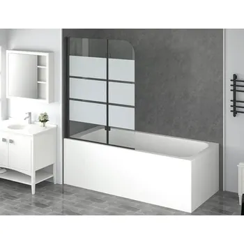 Vanová zástěna Zástěna na vanu 2dílná form&style CABIA 1120 x 1400 mm skleněný dekor příčné pruhy barva profilu černá