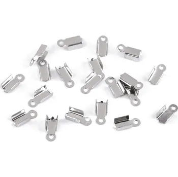 Koncovka na kůži z nerezové oceli 4 mm plochá, barva platina