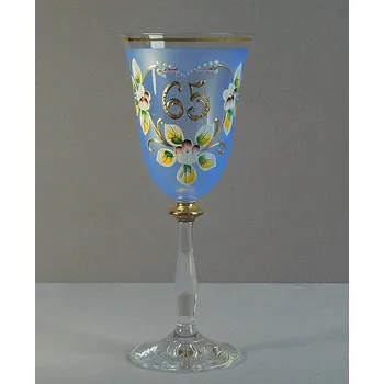 Sklenice Jubilejní sklenice na víno Angela 65 let (250ml modrá)