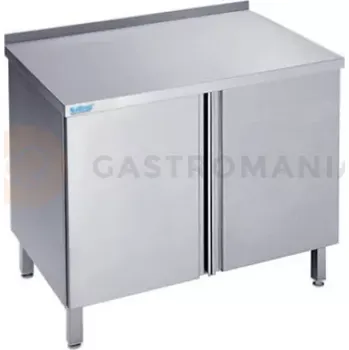 Nerezový dřez Pracovní stůl 600x700x900 mm s 2 křídlovými dveřmi a pracovní deskou se zadní lištou | RILLING, ASF 0706C 0000