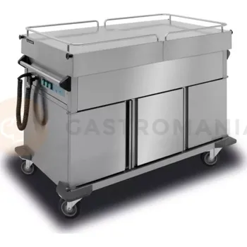 Výdejník vody Pojízdná vodní lázeň, 3xGN 1/1 200 mm s výsuvnou pracovní deskou a neutrálními skříňkami | LOZAMET, BJNS.3GN.E