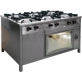 Sporák Gastronomický plynový sporák 6 hořáků s plynovou troubou, 1300x900x850 mm, 39 kW | EGAZ, TGP-637/PG-1