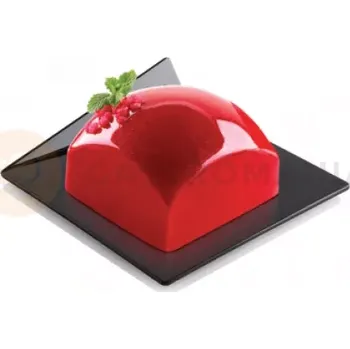 Podnos na dorty, zákusky a monoporce - protiskluzový, kompostovatelný 83x83 mm, čtvercový - černý, 100 ks | SILIKOMART, Compostable Trays Square