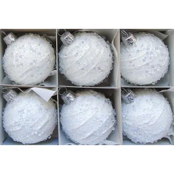 Vánoční dekorace Vánoční koule 5cm sada 6ks bílé rosa