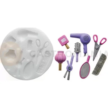 Výroba svíčky Forma na cukrovou hmotu SLK 221 - kadeřnické pomůcky, 53x11 mm | SILIKOMART, Sugarflex Hairdresser set
