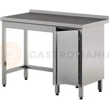 Nerezový dřez Přístěnný stůl z nerezové oceli se skřínkou, křídlové dvířka 1200x700x850 mm | ASBER, WT-127-PL-HD