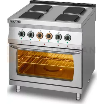Sporák Elektrický sporák se 4 plotýnkami a elektrickou troubou GN 2/1 | LOZAMET, L700.KE4-PE