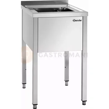 Nerezový dřez Stůl s jednokomorovým dřezem, 500x700x850 mm | BARTSCHER, 306380