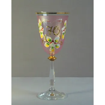 Sklenice Jubilejní sklenice na víno Angela 70let (250ml růžová)