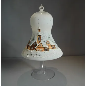 Svícen Vánoční zvon na svíčku 150mm + stojan, v bílé barvě