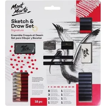 Grafitová tužka Mont Marte sada na skicování a kreslení, č.0039, 18ks, blistr