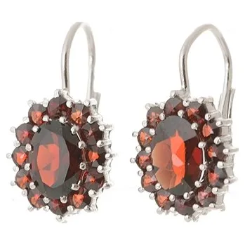 Náušnice Dámské stříbrné náušnice s českými granáty STNAU2018F + dárek zdarma