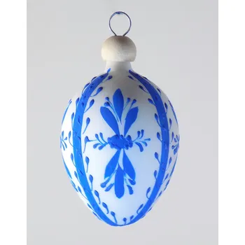 Velikonoční dekorace Kraslice s modrým dekorem a dřevěnou záponkou