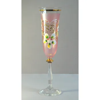 Sklenice Výroční sklenice Angela - flétna 75let růžová