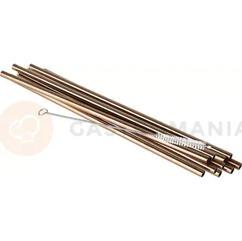 Servírovací stolek Sada nerezových brček s čistící štětečkou ø8x150 mm, měděné | APS, 93391