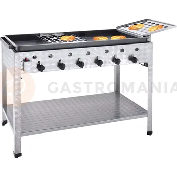 Kuchyňský gril Plynová grilovací deska na bramboráky 6 plotýnek, 1160x530x830 mm | NEUMARKER, 00-50489