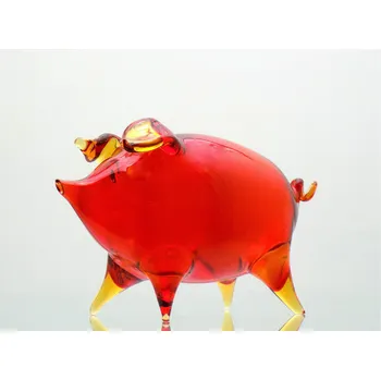 Prasátko z foukaného skla červené