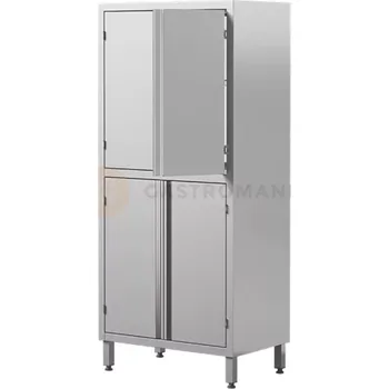 Zahradní skříň Nerezová průchozí skříň s křídlovými dveřmi, dělená, dvoukomorová, 2 police, 800x600x2000 mm | ASBER, SC8-86/20-2S-HD